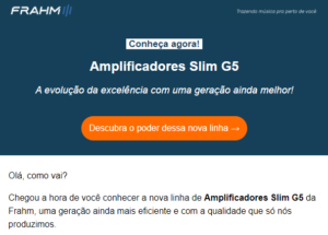 Exemplo de gatilho mental utilizado na newsletter da Frahm